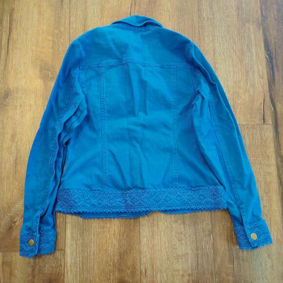 VTG Twiggy London Women's Small Denim Jacket Button Lace Blue - Picture 6 of 6
